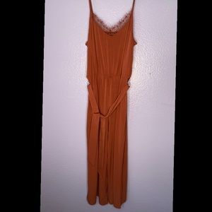 Rusty orange belted jumpsuit